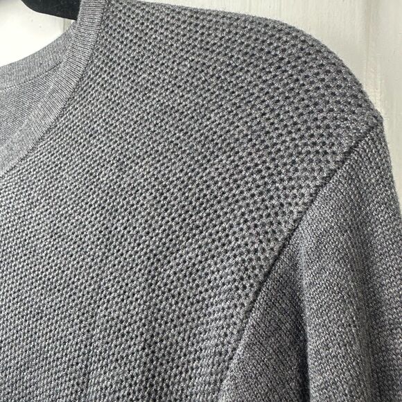 Nordstrom Sweater Mens Medium Gray Silk Blend Knit Preppy Long Sleeve Crewneck - Picture 4 of 7